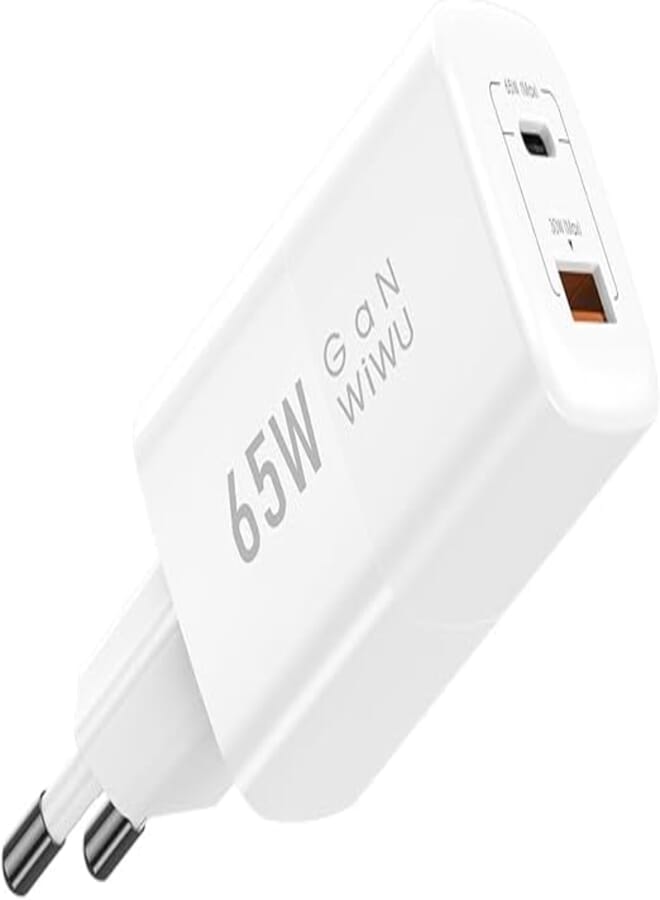 WIWU Wi-U012 Nano Fast Charger Series GaN 65W PD+QC Fast Wall Charging Adapter, Smart Chip - White|18 Months Warranty